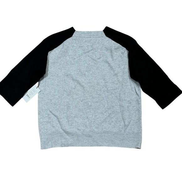 Duffy Sz S Cashmere Sweater Gray Black 3/4 sleeve Classic Minimalist New - Picture 2 of 5